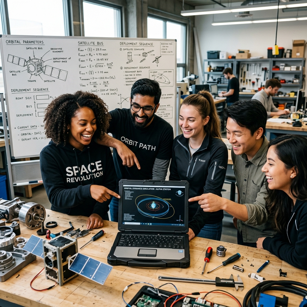 Startup team collaborating